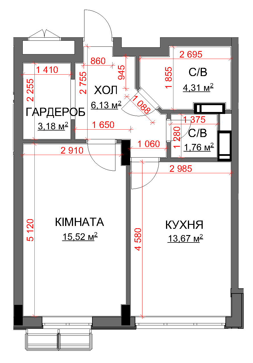 Планування вашої квартири Б 45.0